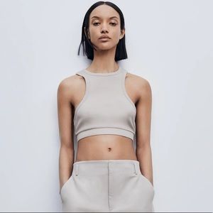 ZARA RIBBED HALTER TOP